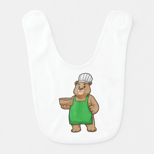 Bear as Cook with Cooking apron  Bowl Baby Bib