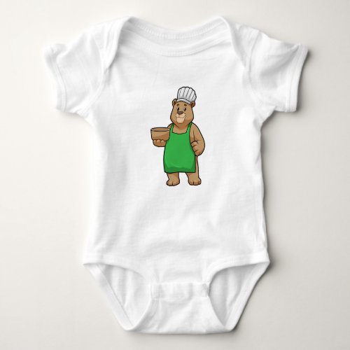 Bear as Cook with Cooking apron  Bowl Baby Bodysuit