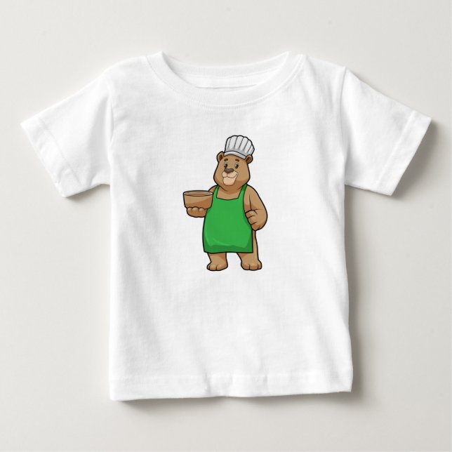 Bear as Cook with Cooking apron & Bowl Baby T-Shirt (Front)
