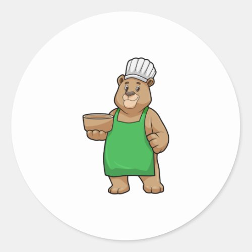 Bear as Cook with Cooking apron  Bowl Classic Round Sticker