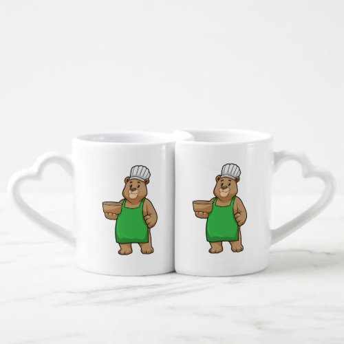 Bear as Cook with Cooking apron  Bowl Coffee Mug Set