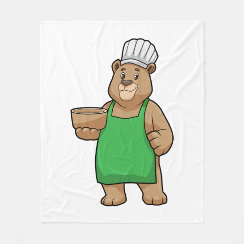 Bear as Cook with Cooking apron  Bowl Fleece Blanket