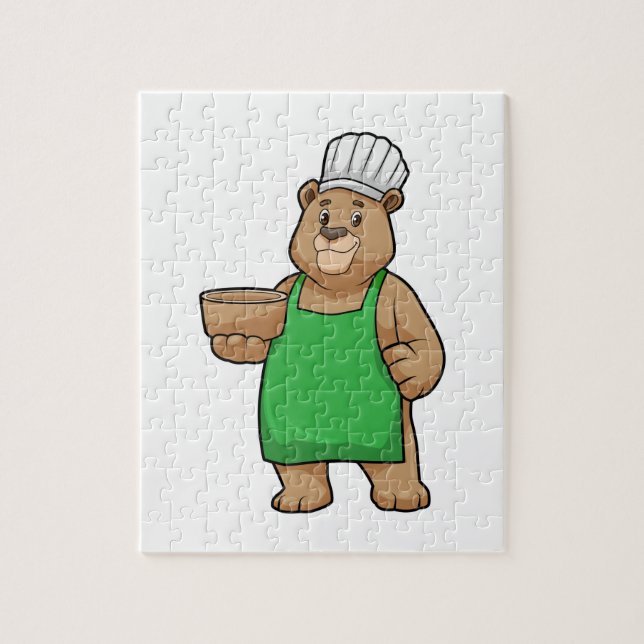 Bear as Cook with Cooking apron & Bowl Jigsaw Puzzle (Vertical)