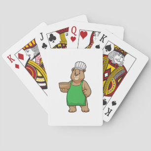 Bear as Cook with Cooking apron & Bowl Poker Cards