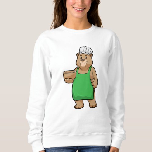 Bear as Cook with Cooking apron  Wooden bowl Sweatshirt