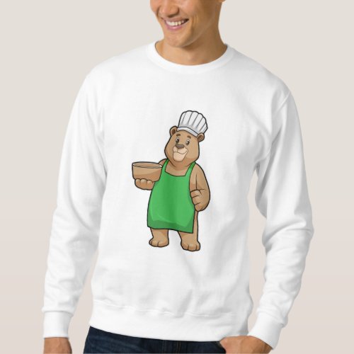 Bear as Cook with Cooking apron  Wooden bowl Sweatshirt