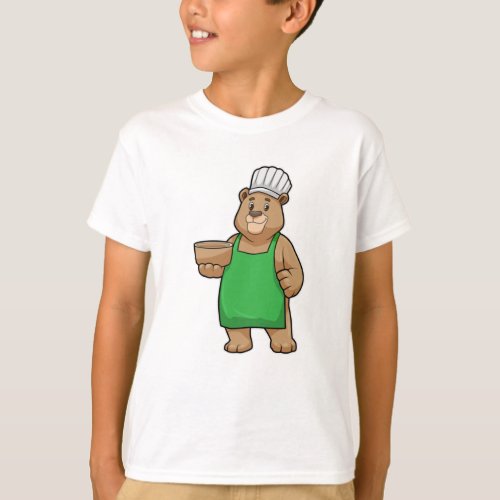 Bear as Cook with Cooking apron  Wooden bowl T_Shirt