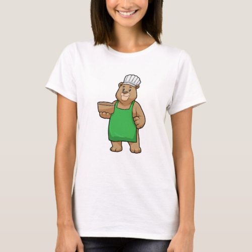 Bear as Cook with Cooking apron  Wooden bowl T_Shirt