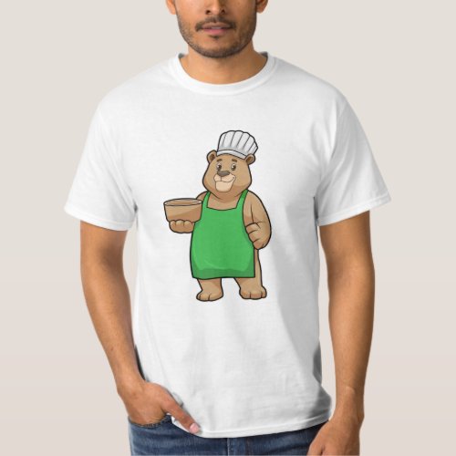 Bear as Cook with Cooking apron  Wooden bowl T_Shirt