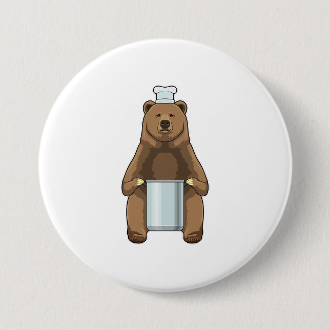 Bear as Cook with Cooking pot Button (Front)