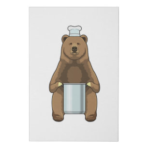 Bear as Cook with Cooking pot Faux Canvas Print