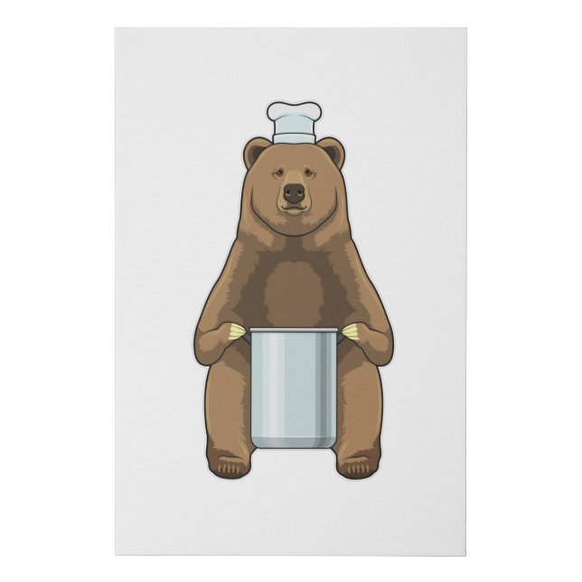 Bear as Cook with Cooking pot Faux Canvas Print (Front)