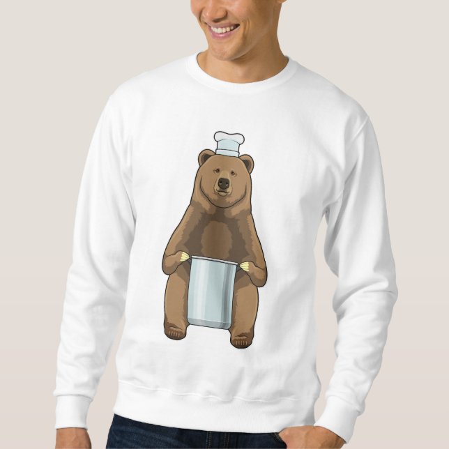 Bear as Cook with Cooking pot Sweatshirt (Front)