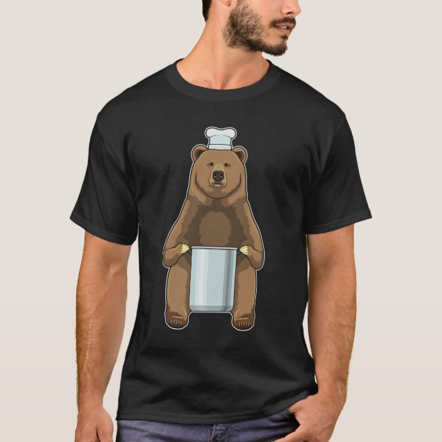 Bear as Cook with Cooking pot T-Shirt (Front)