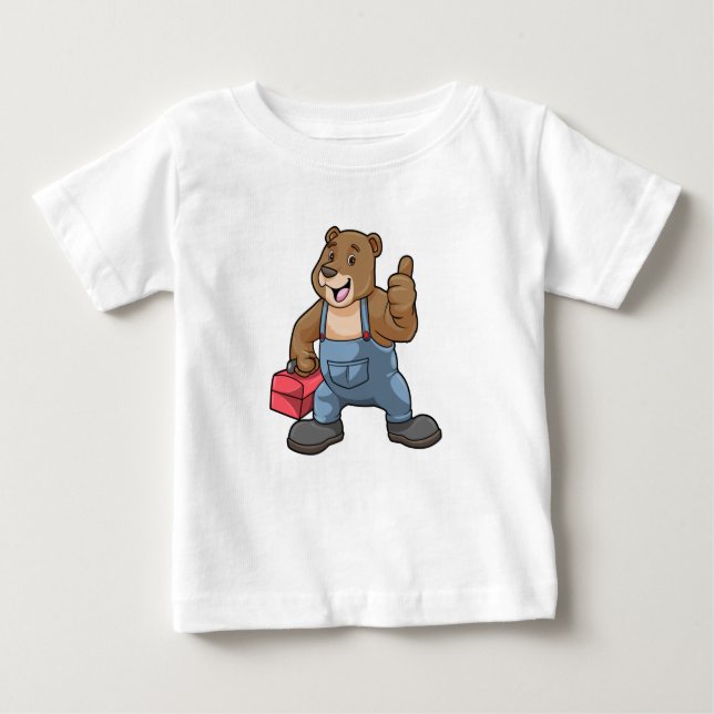 Bear as Craftsman with Tool box Baby T-Shirt (Front)
