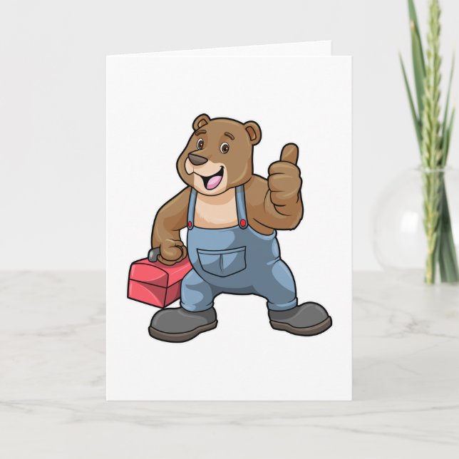 Bear as Craftsman with Tool box Card (Front)