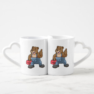 Bear as Craftsman with Tool box Coffee Mug Set