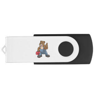Bear as Craftsman with Tool box Flash Drive