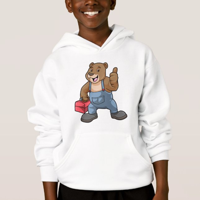 Bear as Craftsman with Tool box Hoodie (Front)