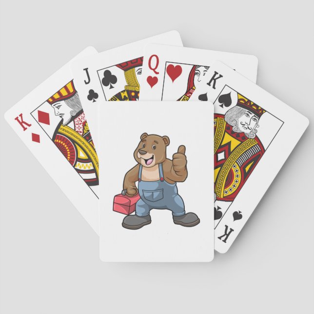Bear as Craftsman with Tool box Poker Cards (Back)