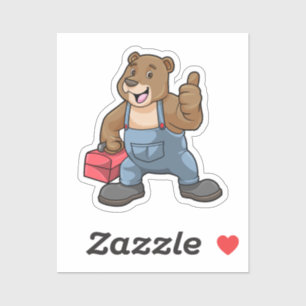 Bear as Craftsman with Tool box Sticker