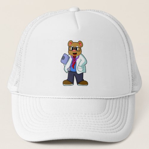 Bear as Doctor with Stethoscope Trucker Hat