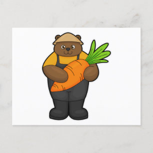 Bear as Farmer with Carrot Postcard