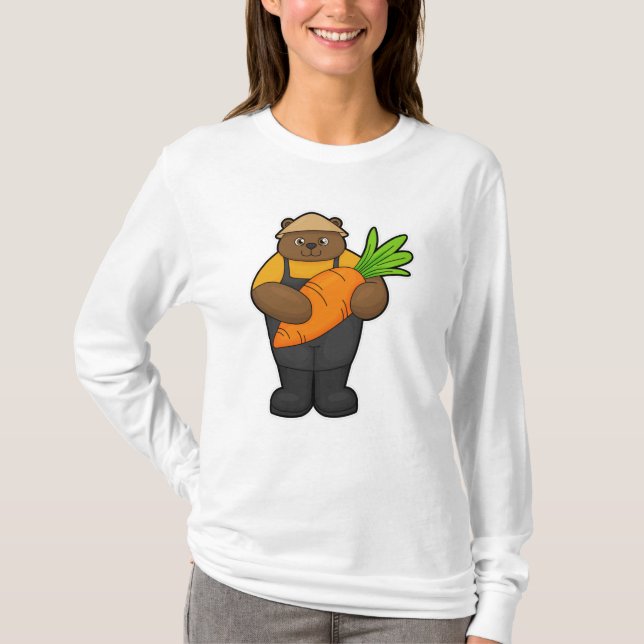 Bear as Farmer with Carrot T-Shirt (Front)