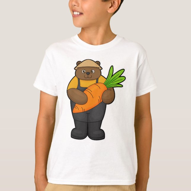 Bear as Farmer with Carrot T-Shirt (Front)