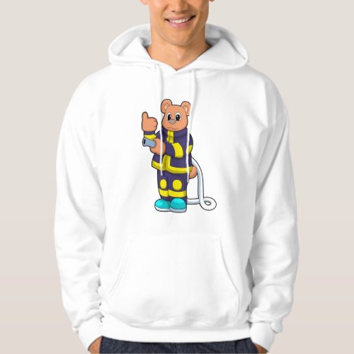 Bear as Firefighter at Fire department with Hose Hoodie