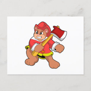 Bear as Firefighter with Ax Postcard