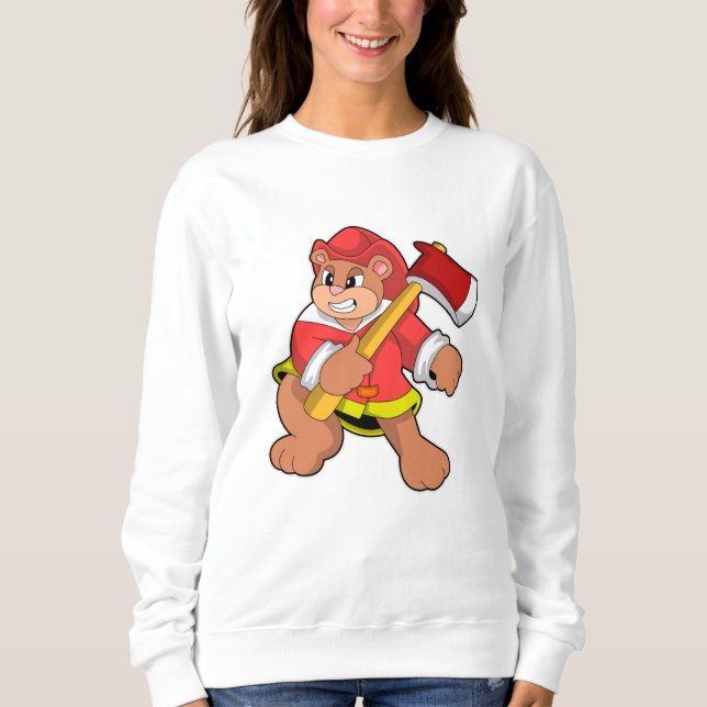 Bear as Firefighter with Ax Sweatshirt (Front)