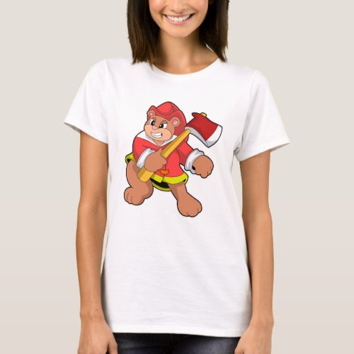 Bear as Firefighter with Ax T_Shirt