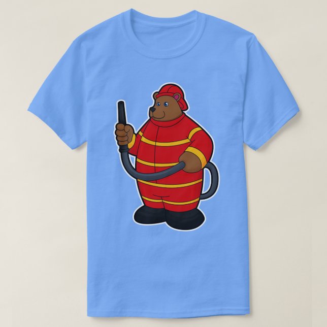 Bear as Firefighter with Hose T-Shirt (Design Front)