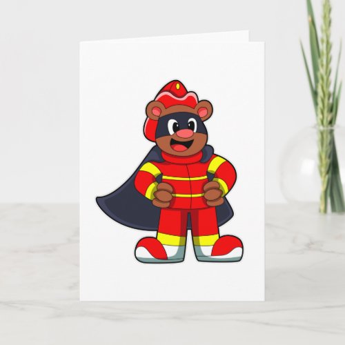 Bear as Firefighter with Mask Card