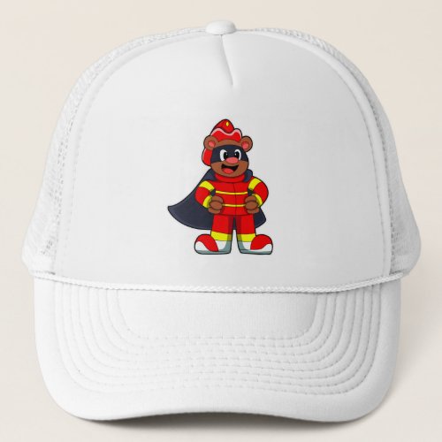 Bear as Firefighter with Mask Trucker Hat