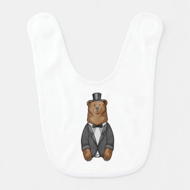 Bear as Groom with Jacket Baby Bib (Front)