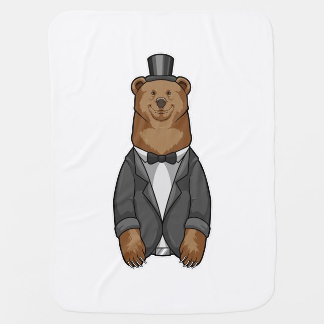 Bear as Groom with Jacket Baby Blanket (Front)