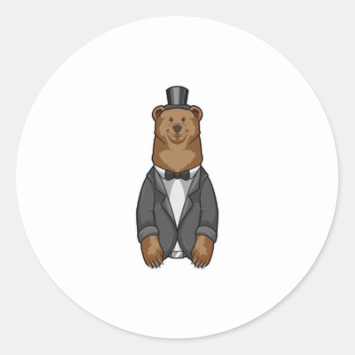 Bear as Groom with Jacket Classic Round Sticker
