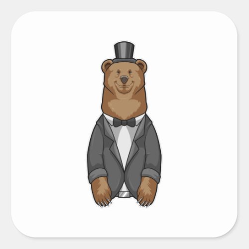 Bear as Groom with Jacket Square Sticker