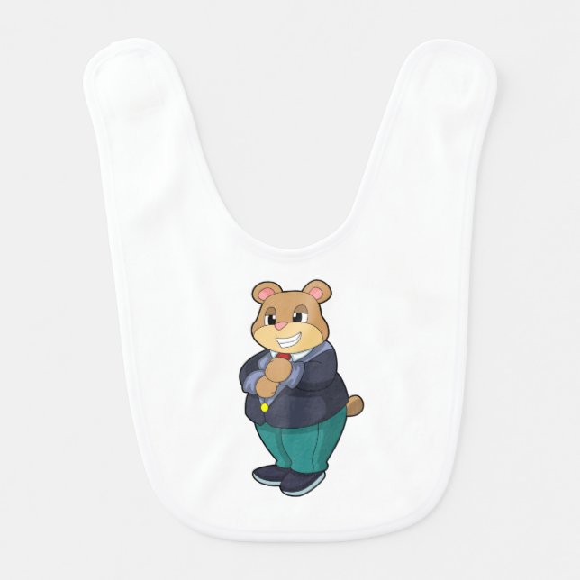 Bear as Groom with Suit Baby Bib (Front)