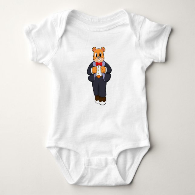 Bear as Groom with Suit Baby Bodysuit (Front)