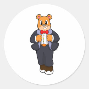 Bear as Groom with Suit Classic Round Sticker