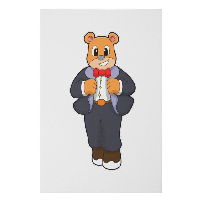 Bear as Groom with Suit Faux Canvas Print (Front)