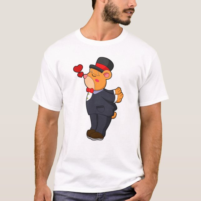 Bear as Groom with Suit & Hat T-Shirt (Front)