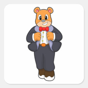 Bear as Groom with Suit Square Sticker