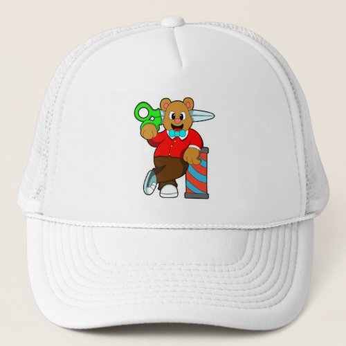 Bear as Hairdresser with Scissors Trucker Hat