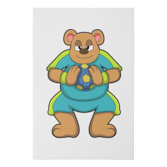 Bear as Handball player with Handball Faux Canvas Print (Front)