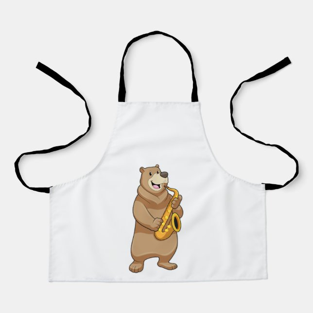 Bear as Musician with Saxophone Apron (Front)