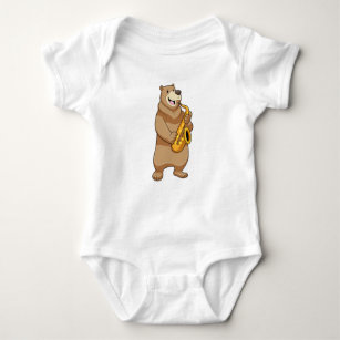 Bear as Musician with Saxophone Baby Bodysuit